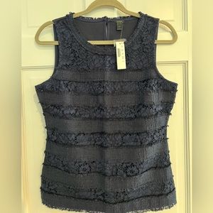 J. Crew Navy eyelet sleeveless top with liner
